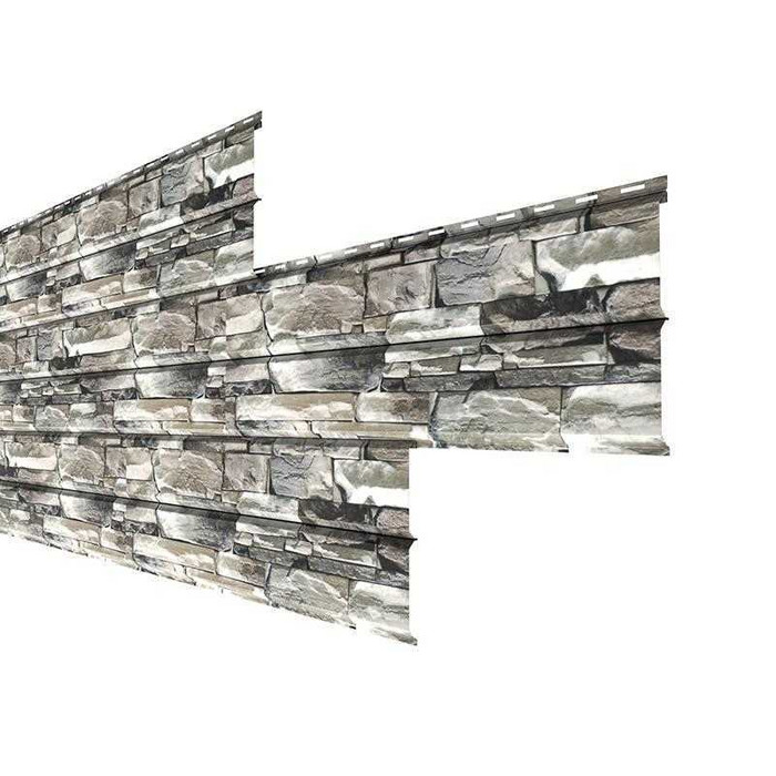 Металлический сайдинг Lбрус-XL Металл-Профиль ECOSTEEL Белый Камень продольный 14х335